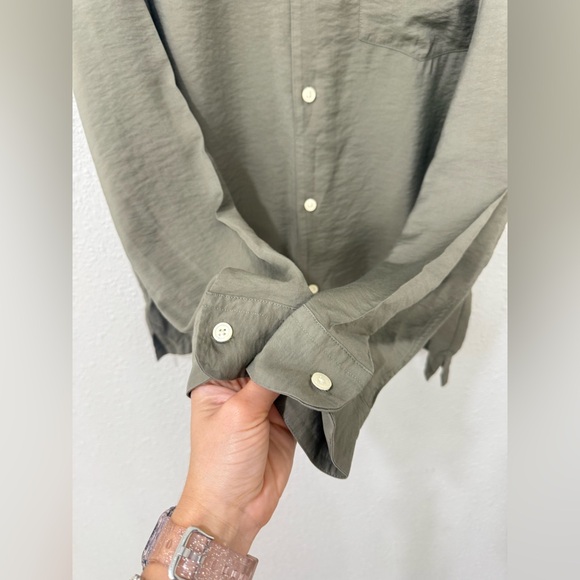 AllSaints Commune Olive Shirt Size L - Picture 4 of 10